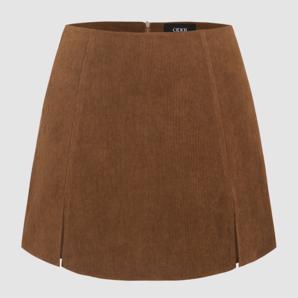 Cider Tan A-Line Corduroy Skirt